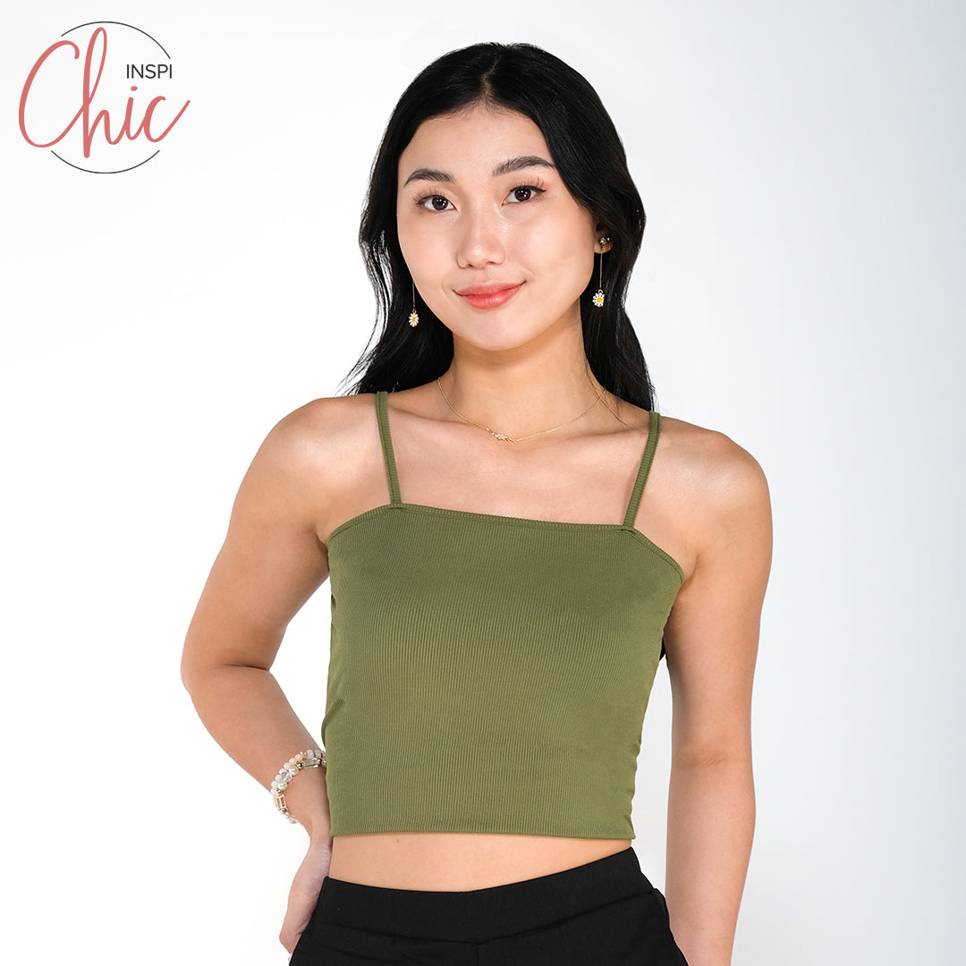 INSPI Chic Trendy Curve Ribbed Tube Cami Trendy Top Shirt Sleeveless Top Long Sleeve for Women