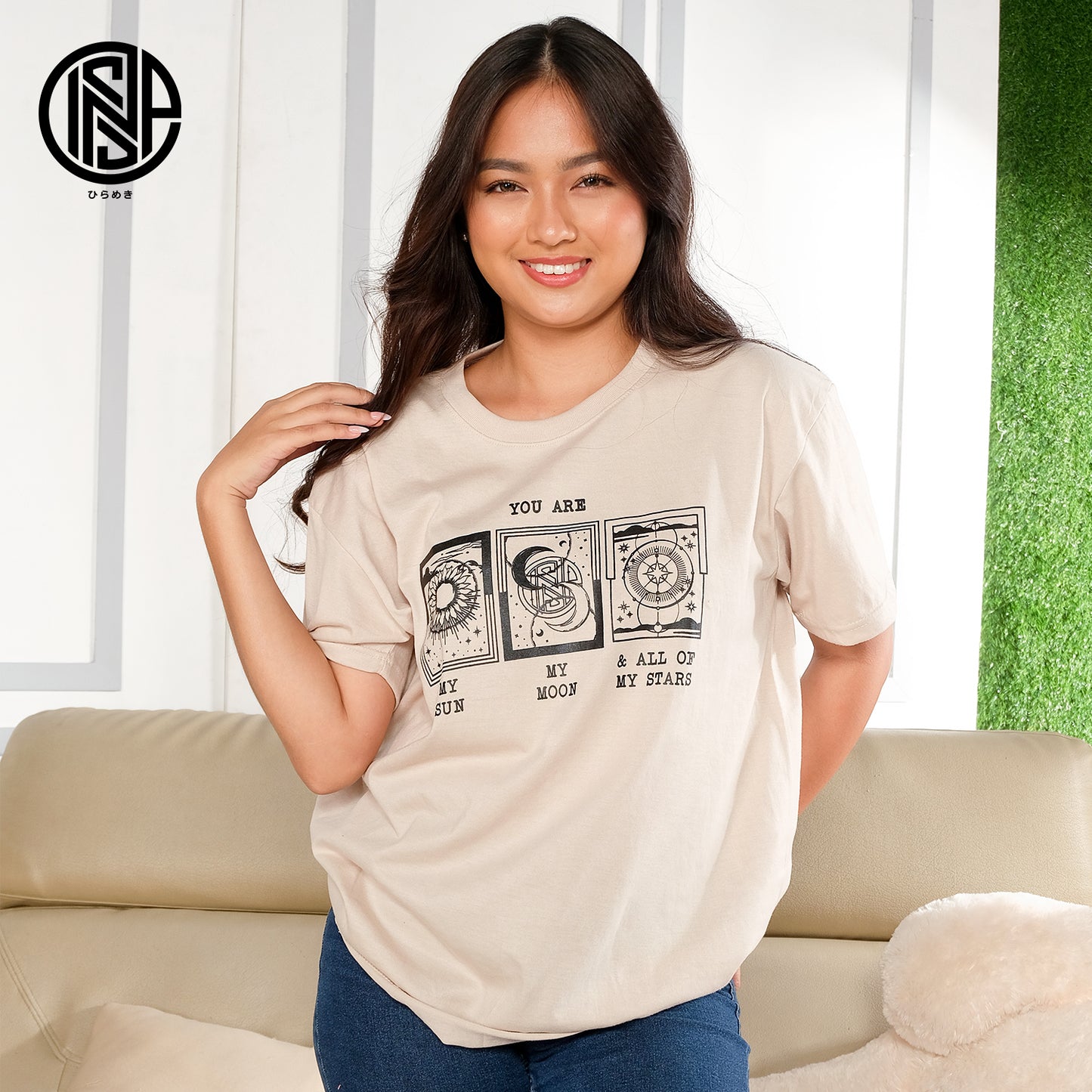 INSPI Tees Celestial Tshirt for Men Aesthetic Galaxy Crew Neck Tops for Women Sun Moon Stars Sky Graphic Tee