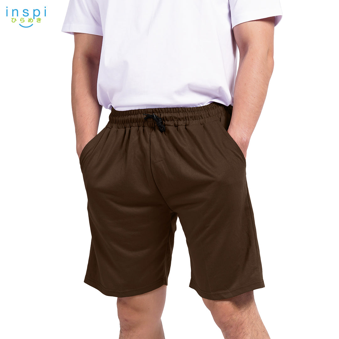 INSPI Walking Shorts for Men Summer in Brown Cotton Korean Short for Women Plus Size Beach Outfit