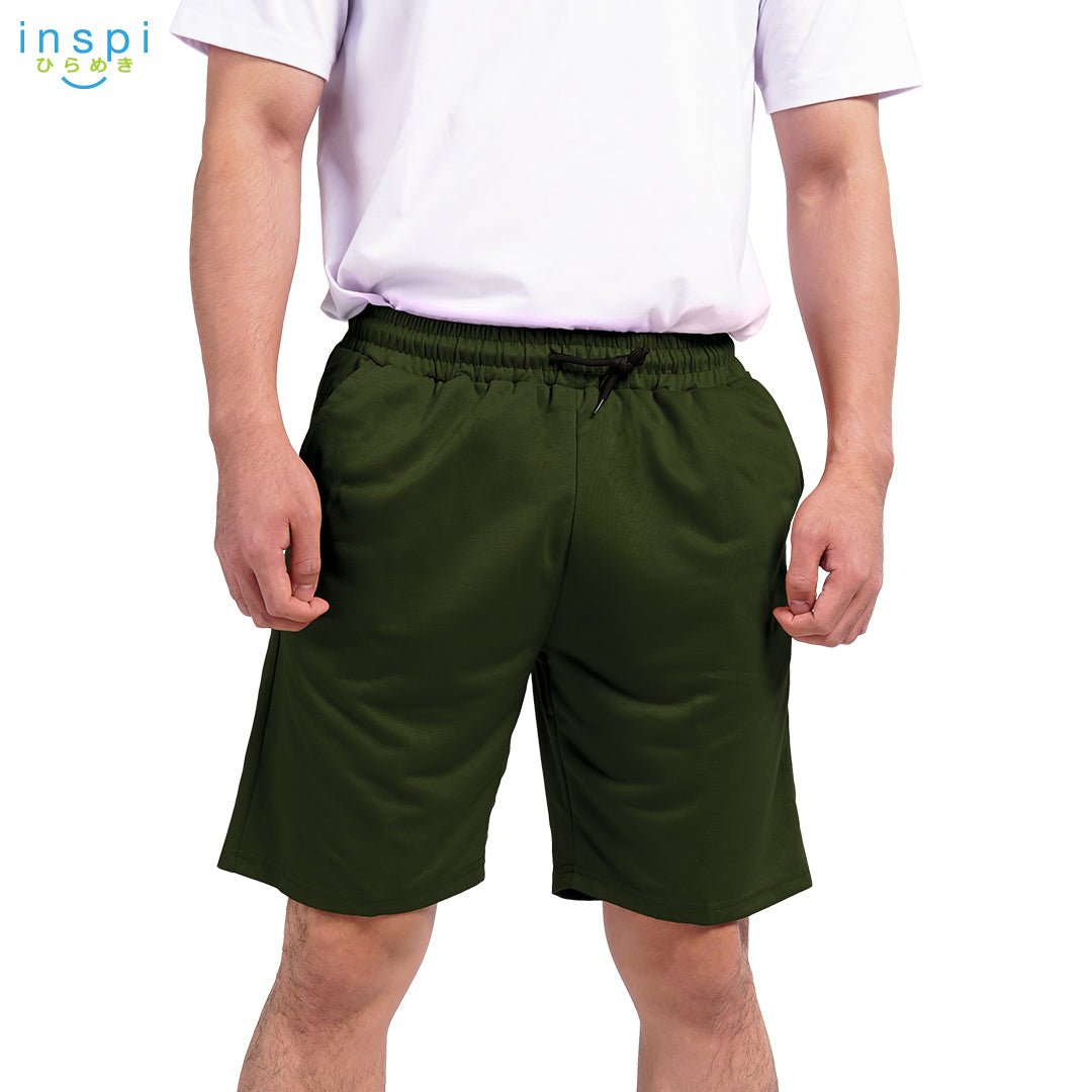INSPI Walking Shorts for Men Summer in Olive Cotton Korean Short for Women plus size Black Gray Beach Outfit