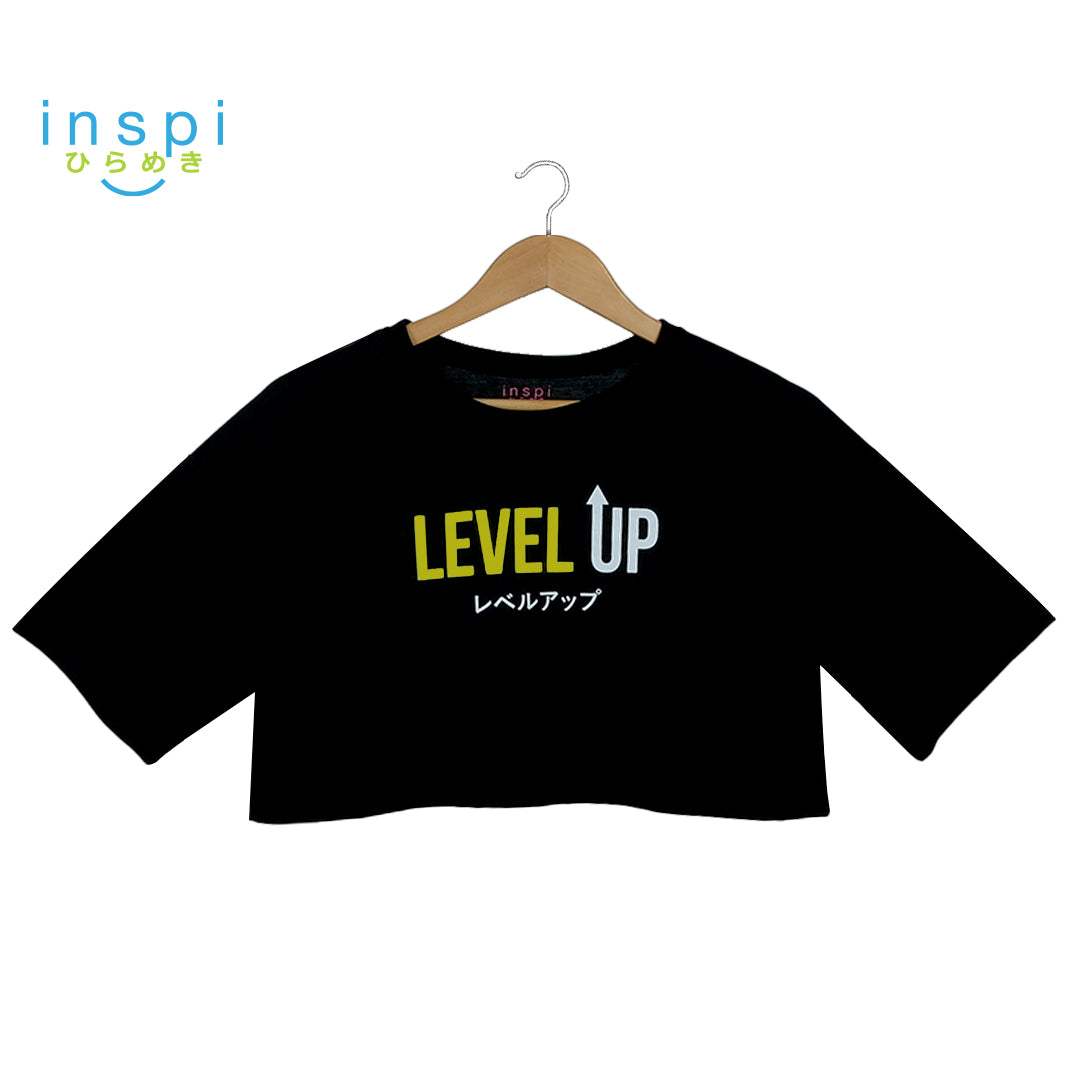 INSPI Oversized Crop Top Level Up Graphic Tshirt