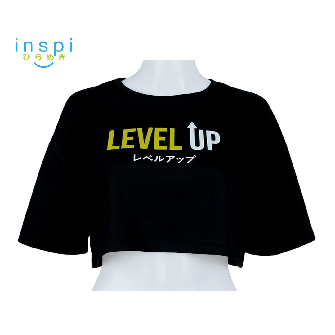 INSPI Oversized Crop Top Level Up Graphic Tshirt