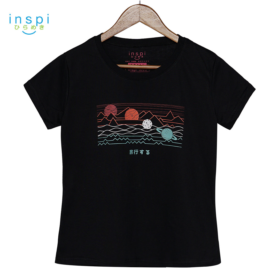 INSPI Tees Ladies Loose Fit Geometric Mountains Graphic