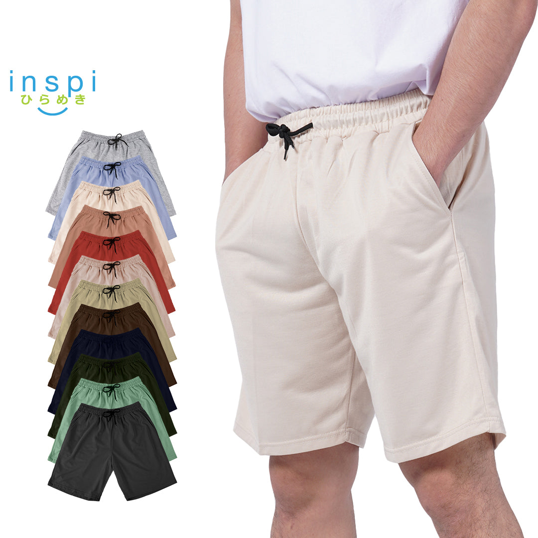 INSPI Walking Shorts for Men Summer in Light Olive Cotton Korean Short for Women Plus Size Beach Outfit