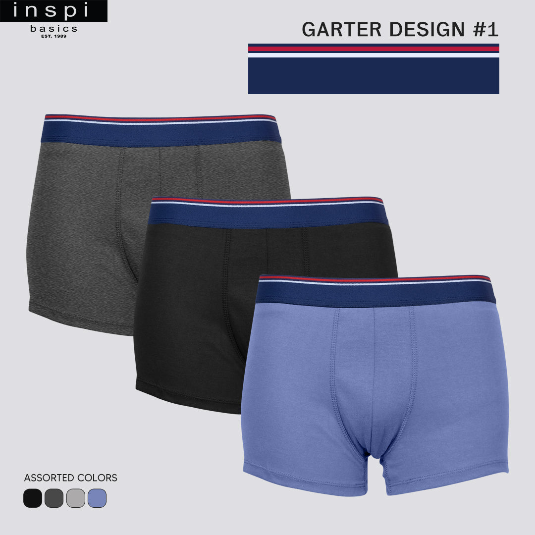 INSPI Basics 3pcs Premium Cotton Boxer Brief for Men Underwear Comfy Briefs for Mens Boxers Design 1