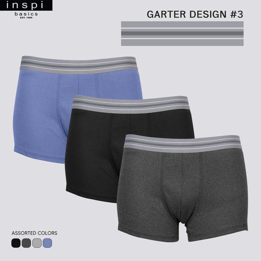 INSPI Basics 3pcs Premium Cotton Boxer Brief for Men Underwear Comfy Briefs for Mens Boxers Design 3