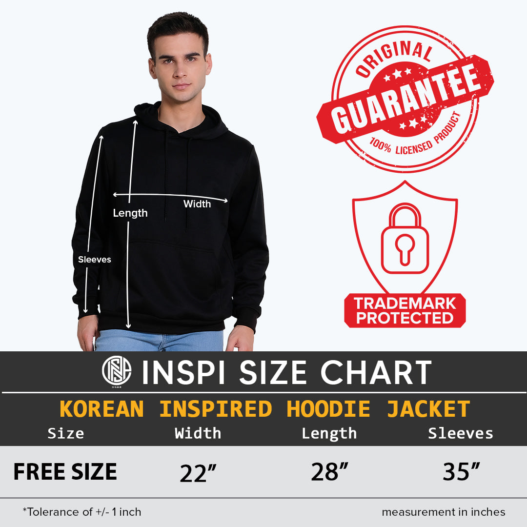 INSPI Typographic Hoodie Jacket for Men with Pockets Korean Style Printed Pullover Unisex Hoodies