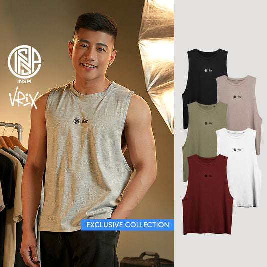 INSPI x Vrix Muscle Tee Sando for Men Tank Tops Korean Style Workout Clothes Exercise Gym Outfit