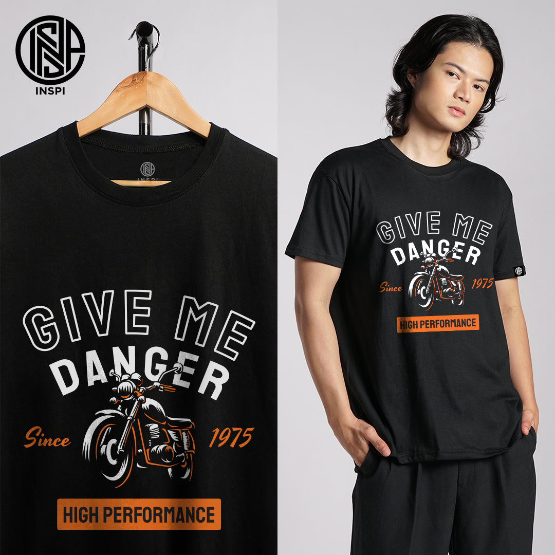 INSPI Motorbike Collection Graphic Tshirt for Men Korean Trendy Tops For Women Summer Printed Tees Danger