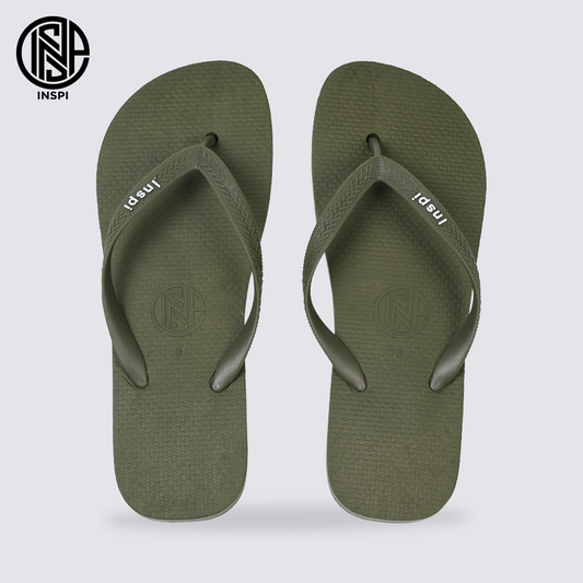 INSPI Slippers Olive Green For Women and Men Basic Flip Flops Indoor Footwear Tsinelas Slides Outdoor Slipper