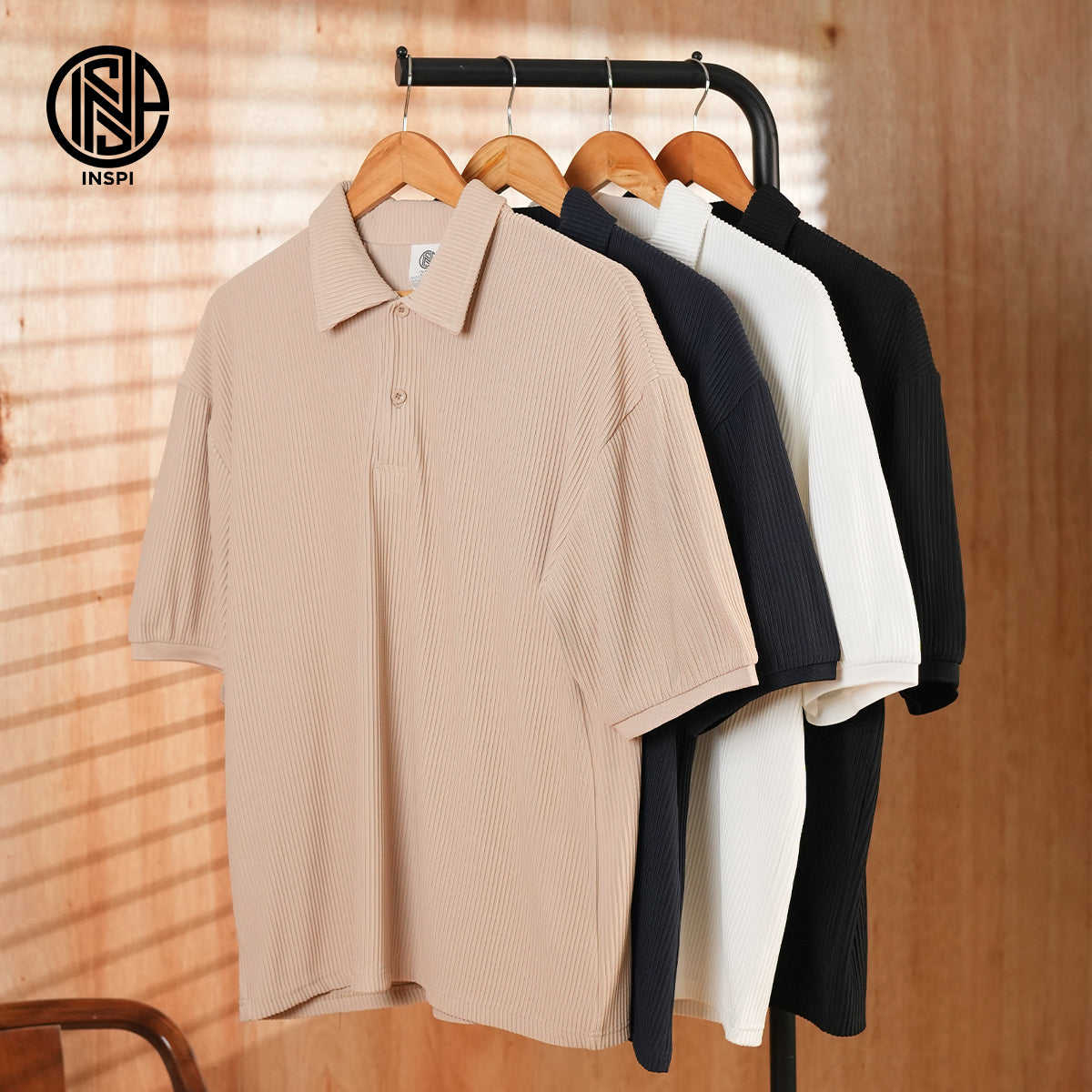 INSPI Textured Boxy Polo Shirt
