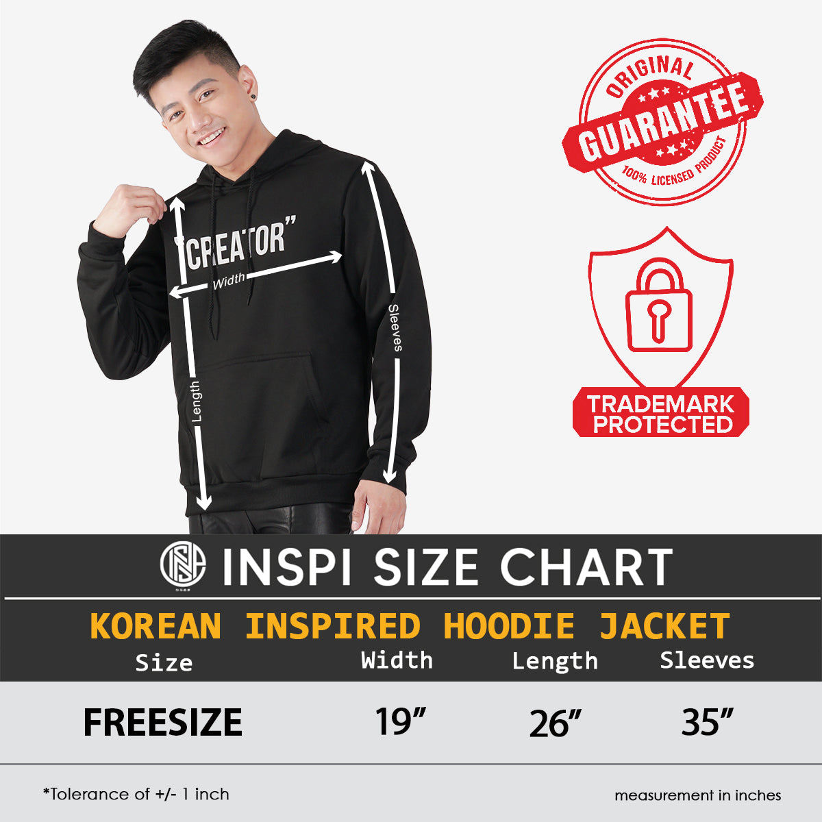 INSPI x Vrix Hoodie Jacket For Men w/ Pockets Minimalist Graphic Print Pullover For Women Printed Hoodies Collection