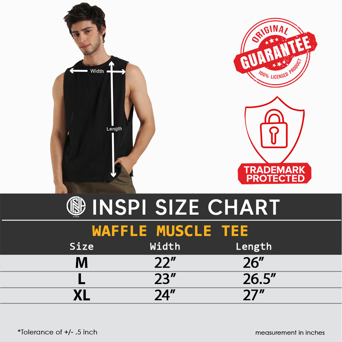 INSPI Waffle Muscle Tee Dark Gray Sando for Men Plain Sleeveless Tank Top Gym Workout Exercise Beach Outfit