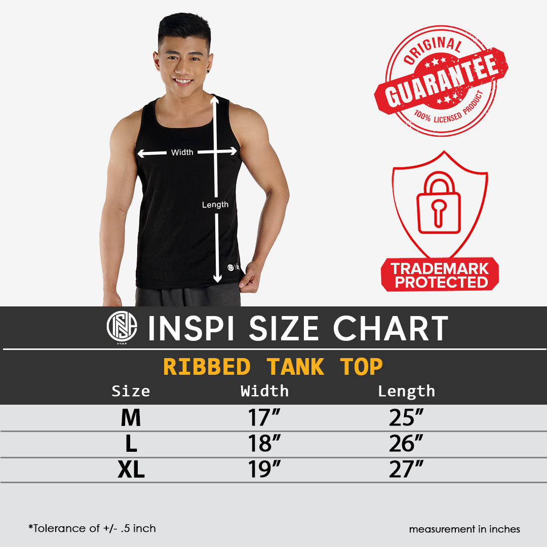 INSPI x Vrix Ribbed Sando for Men Gym Workout Outfit Mens Tanks Black
