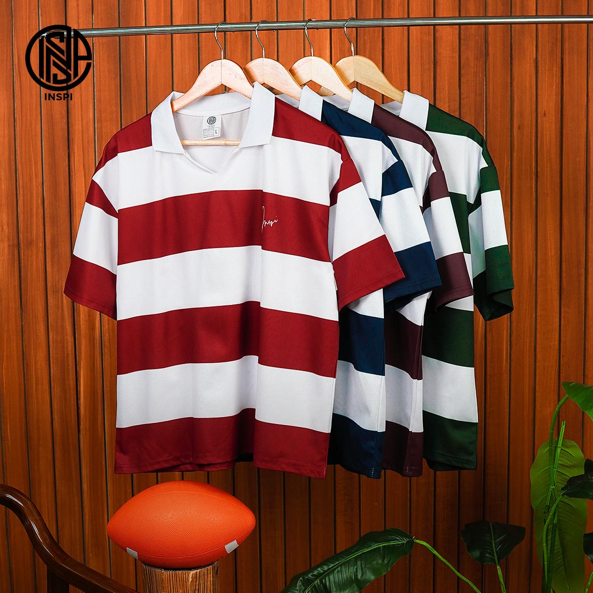 INSPI Rugby Stripes Boxy Drifit Polo Shirt