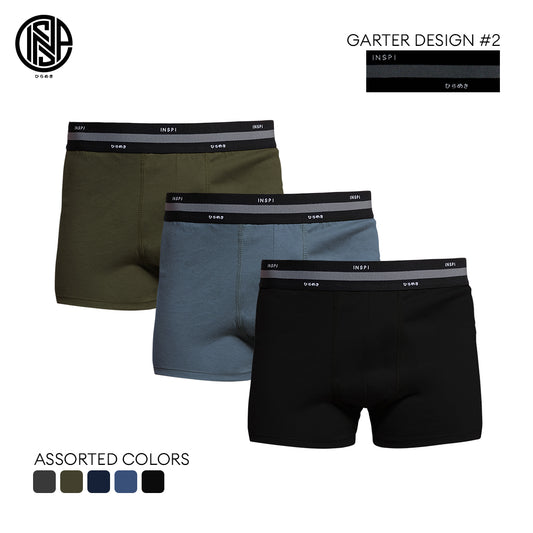 INSPI Basics 3pcs Set Boxer Brief for Man Assorted Colors Boxers Shorts Underwear for Men Black Gray Design 2