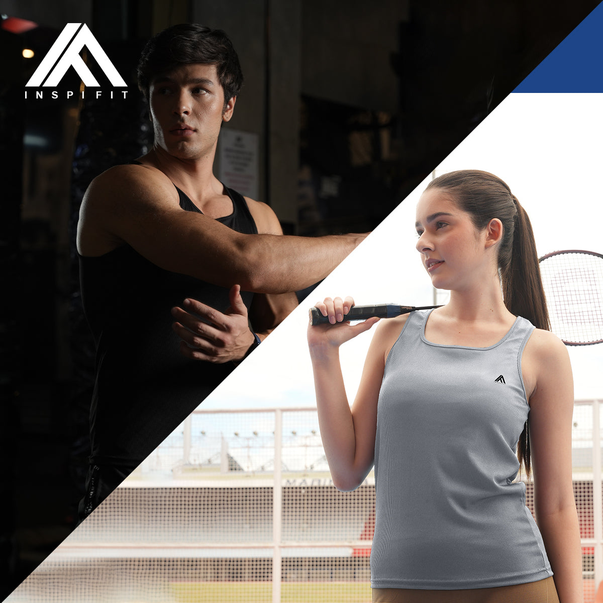 INSPI FIT Active Gym Ribbed Sports Sando