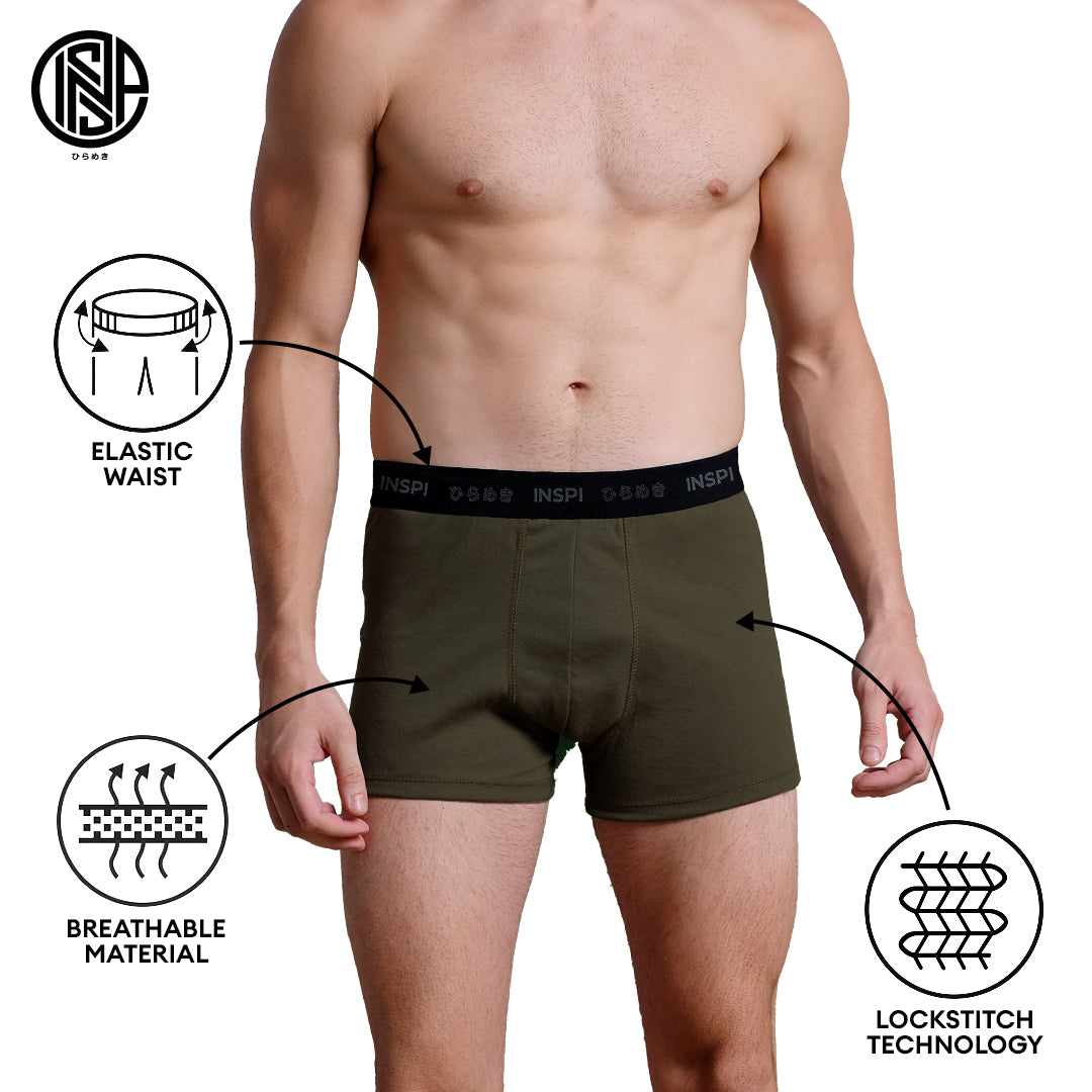 INSPI Basics 3pcs Set Boxer Brief for Man Assorted Colors Boxers Shorts Underwear for Men Black Gray Design 4