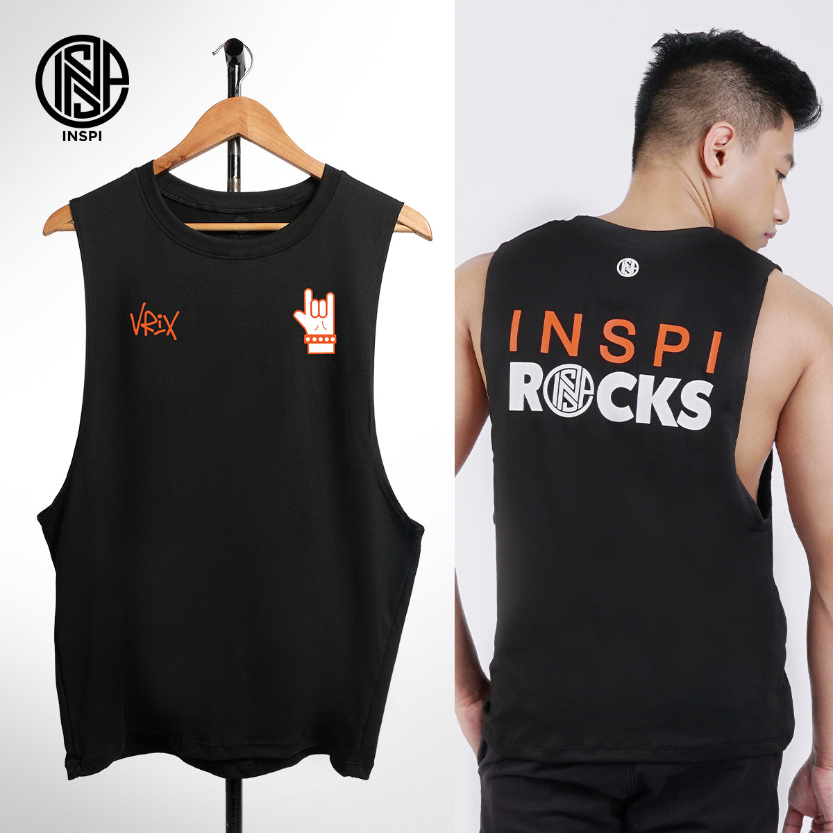 INSPI x Vrix Muscle Tee For Men Printed Sleeveless Tank Top Sando Minimalist Inspired Activewear Mens Gym Clothes