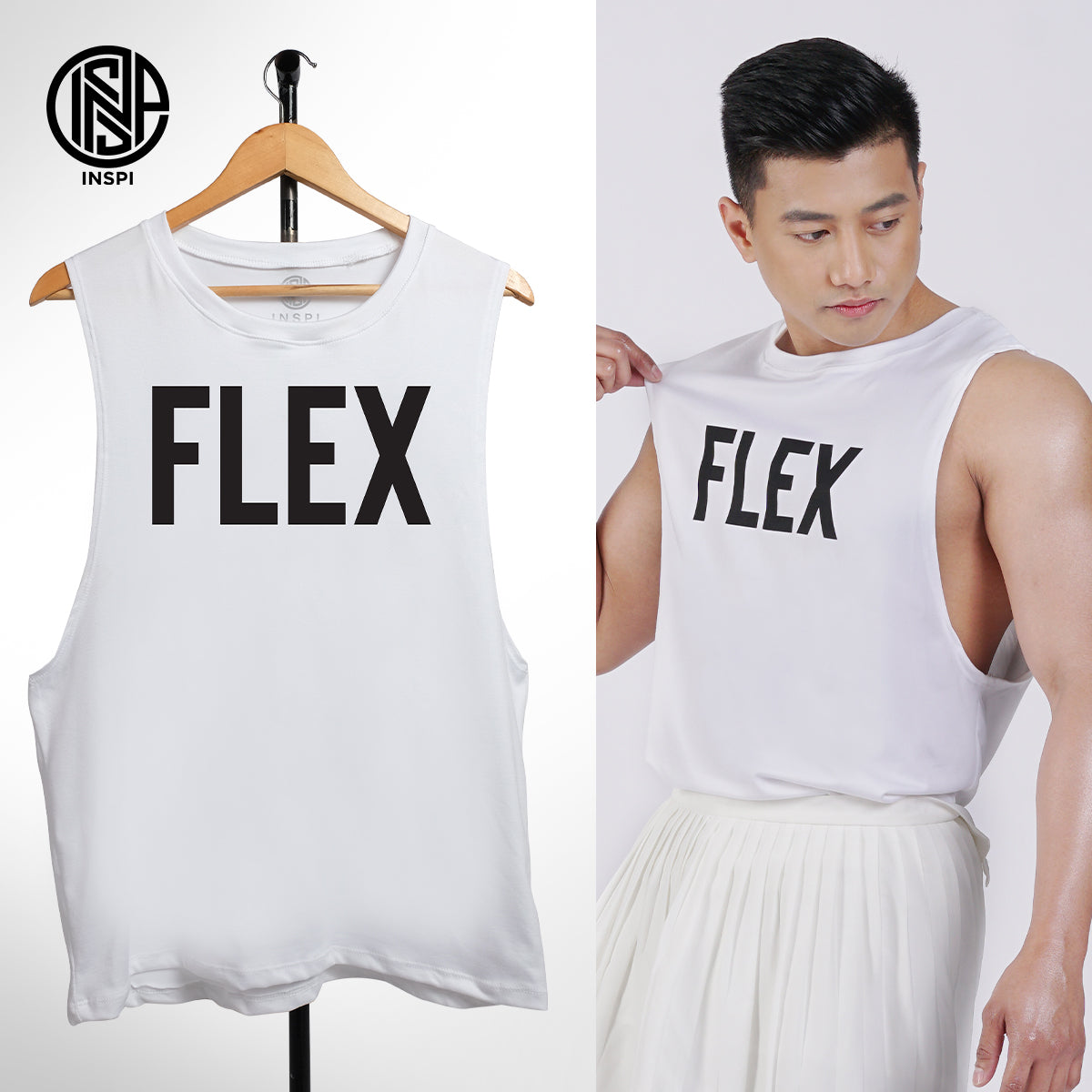 INSPI x Vrix Muscle Tee For Men Printed Sleeveless Tank Top Sando Minimalist Inspired Activewear Mens Gym Clothes