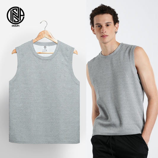 INSPI Textured Muscle Tee Lined Lined Acid Gray