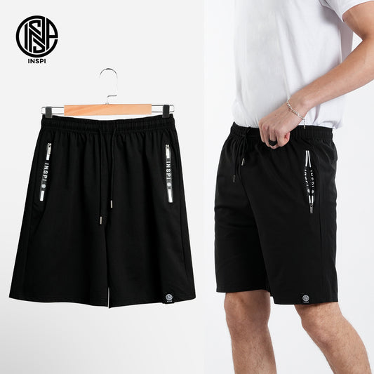 INSPI Twill Shorts Black for Men with Side Pockets Drawstring Korean A