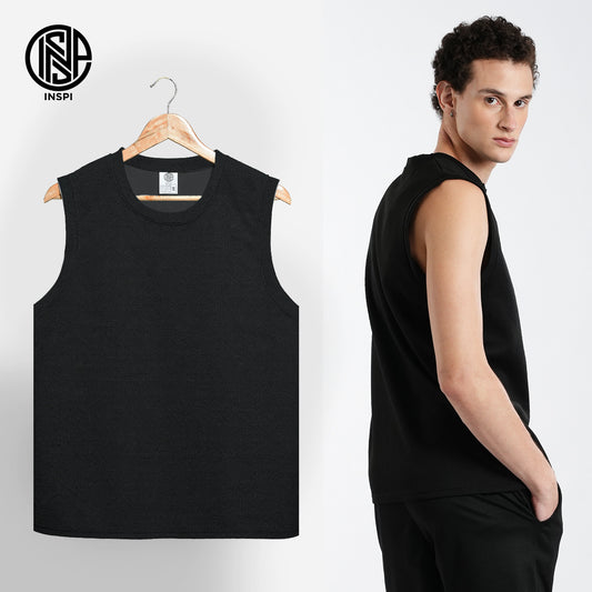 INSPI Textured Muscle Tee Lined Black