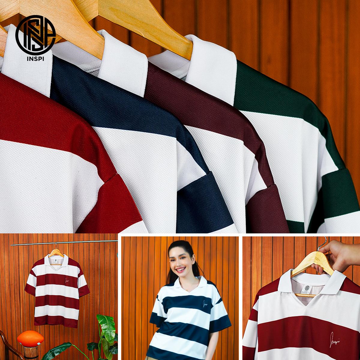 INSPI Rugby Stripes Boxy Drifit Polo Shirt