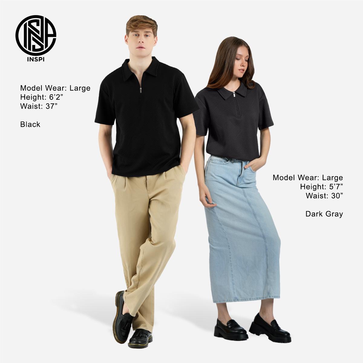 INSPI Premium Textured Polo with Half Zipper