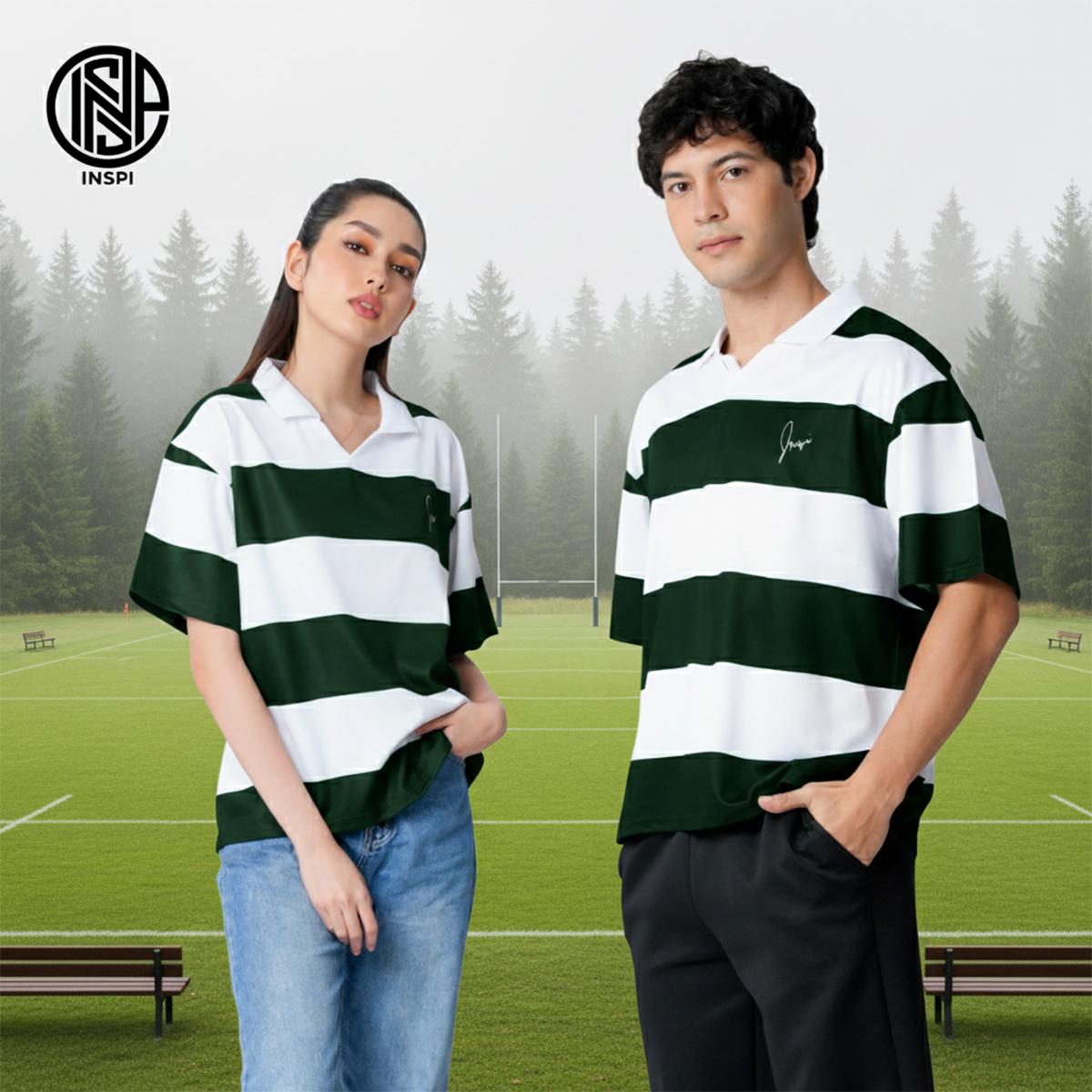 INSPI Rugby Stripes Boxy Drifit Polo Shirt