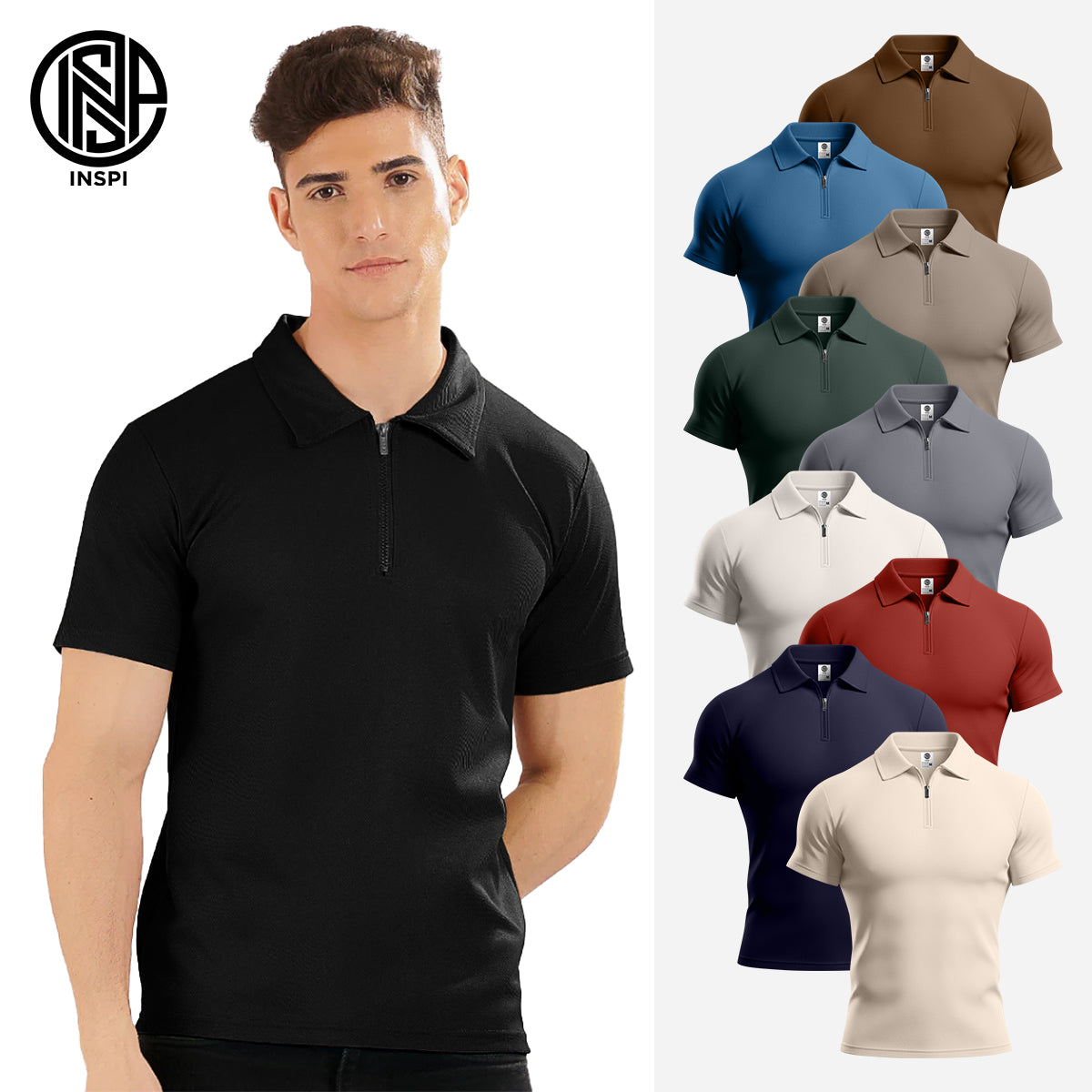 INSPI Zip Up Polo Shirt