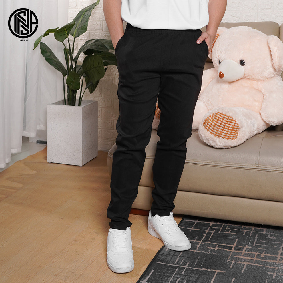 INSPI Trouser Pants for Men with Pockets & Drawstring for Men in Black
