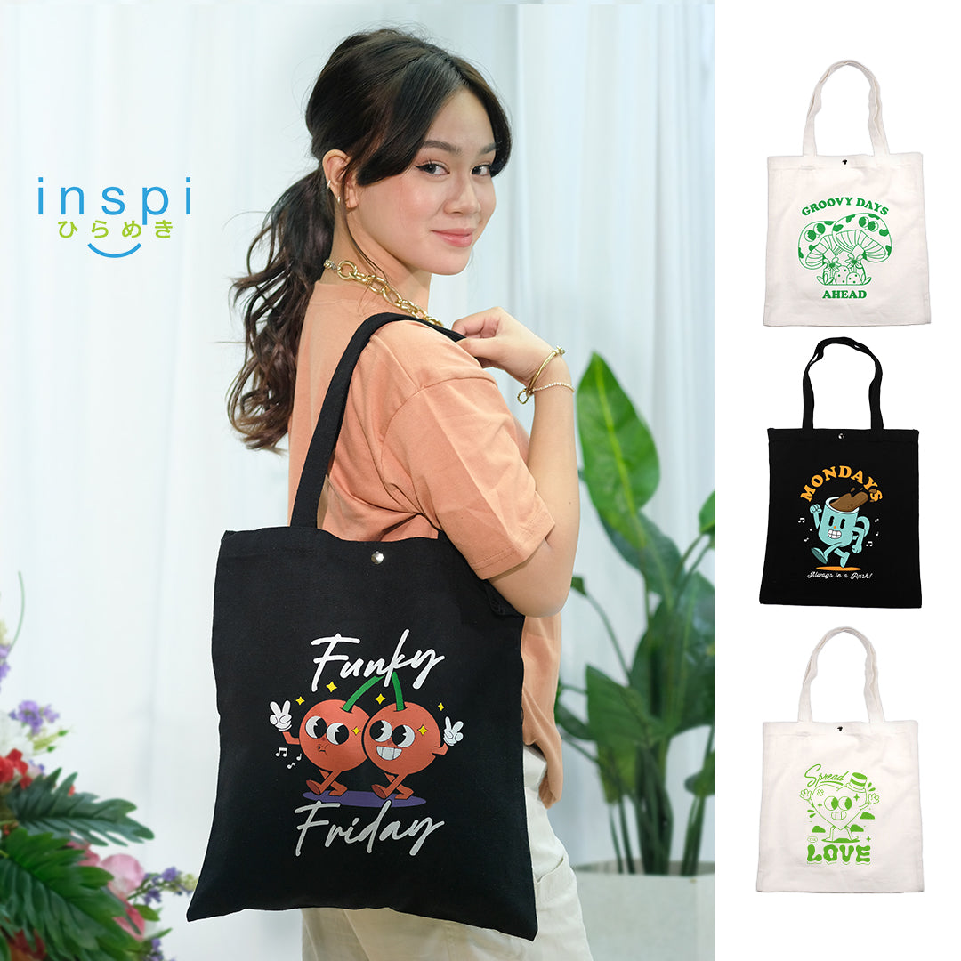 INSPI Funky Friday Canvas Tote Bag for Woman Aesthetic Ladies Printed Casual Shoulder Bags