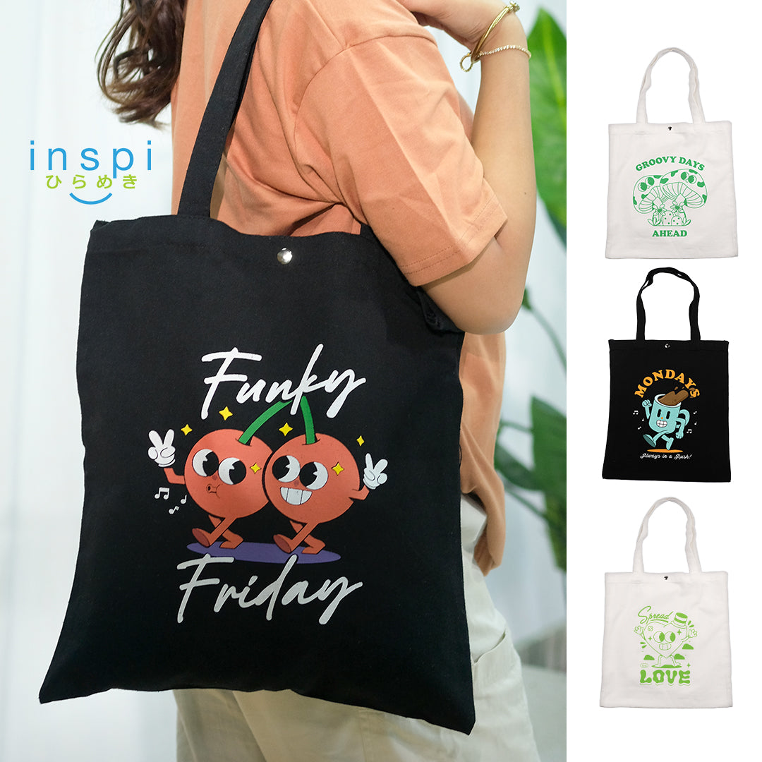 INSPI Spread the Love Canvas Tote Bag for Woman Aesthetic Ladies Printed Casual Shoulder Bags