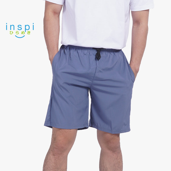 INSPI Training Shorts for Men in Slate Blue Korean Pambahay Summer Casual Comfy Tiktok Short Taslan Men’s