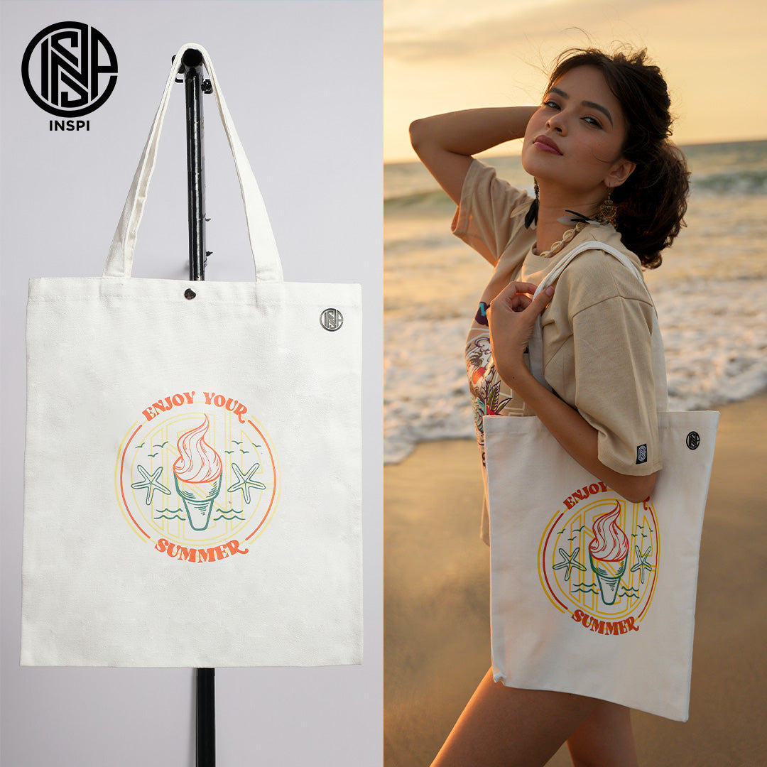 INSPI Summer Minimalist Tote Bag for Woman with Inside Pockets Printed Fashion Shoulder Bags For Men