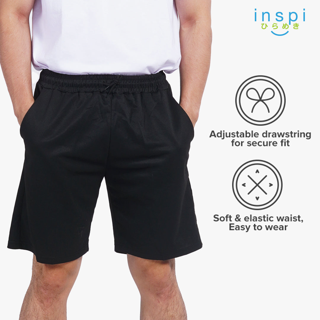 INSPI Walking Shorts for Men Summer in Black Cotton Korean Short for Women Plus Size Beach Outfit