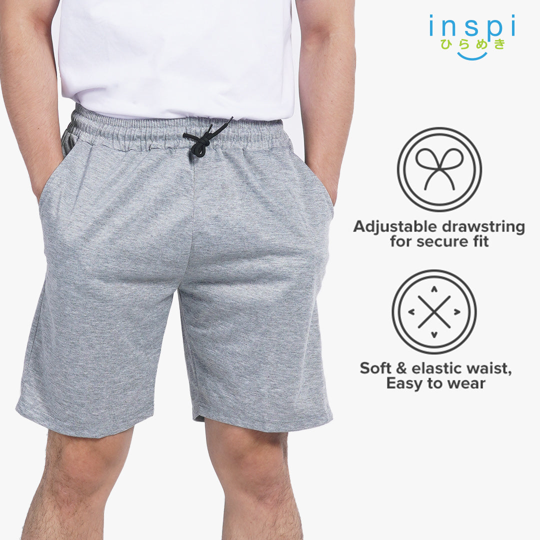 INSPI Walking Shorts for Men Summer in Smoke Gray Cotton Korean Short for Women Plus Size Beach Outfit