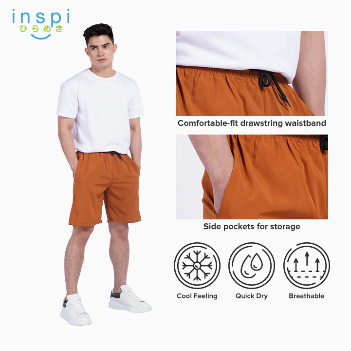 INSPI Training Shorts for Men in Clay Korean Pambahay Summer Casual Comfy Tiktok Short Taslan Men’s