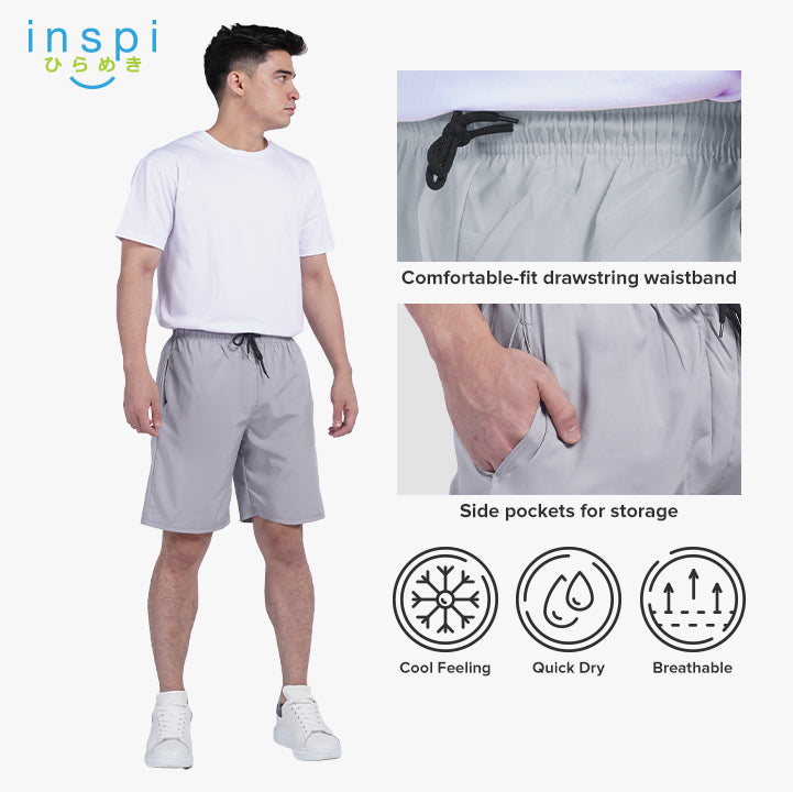 INSPI Training Shorts for Men in Olive Korean Pambahay Summer Casual Comfy Tiktok Short Taslan Men’s