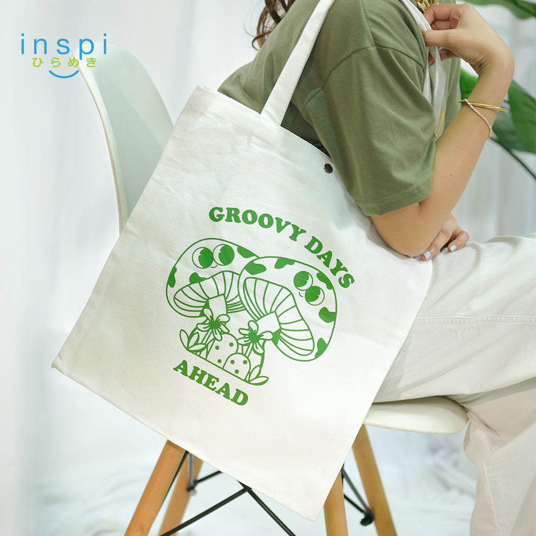 INSPI Groovy Days Canvas Tote Bag for Woman Aesthetic Ladies Printed Casual Shoulder Bags