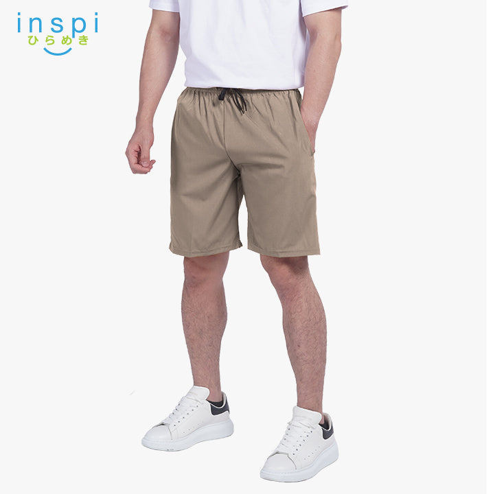 INSPI Training Shorts for Men in Khaki Korean Pambahay Summer Casual Comfy Tiktok Short Taslan Men’s