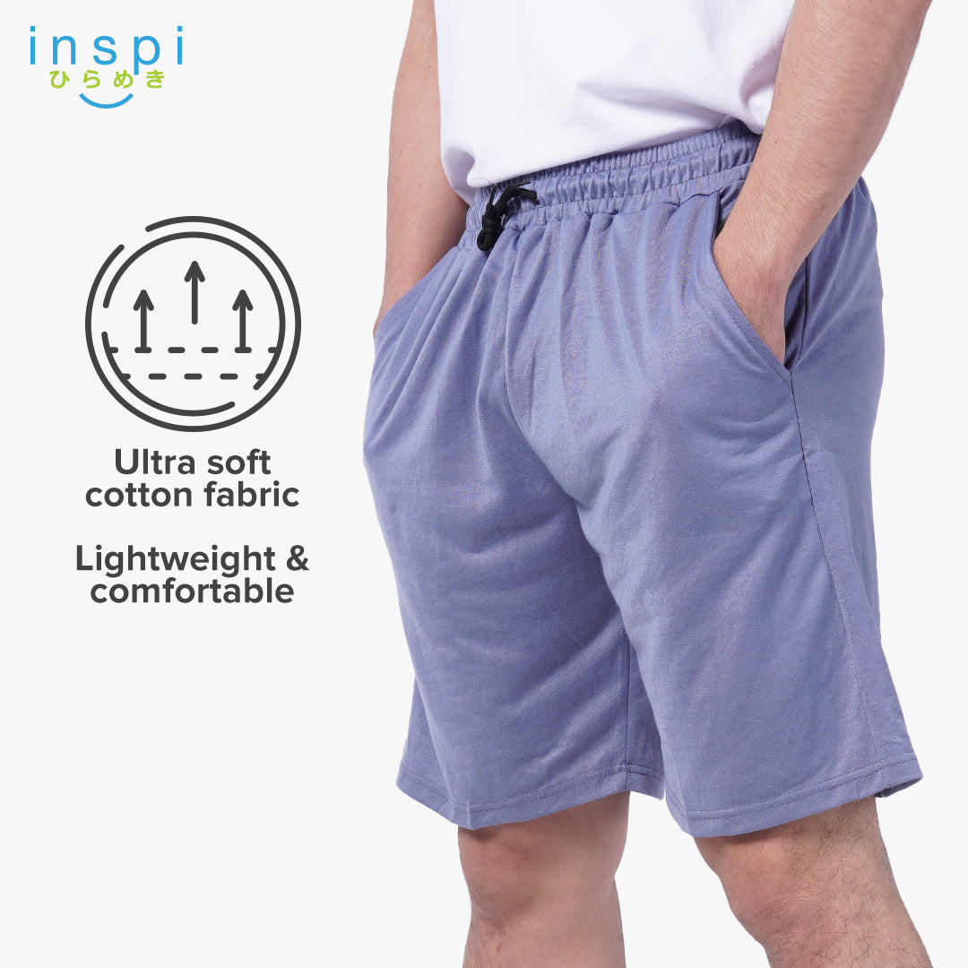 INSPI Walking Shorts for Men Summer in Slate Blue Cotton Korean Short for Women plus size Black Gray Beach Outfit
