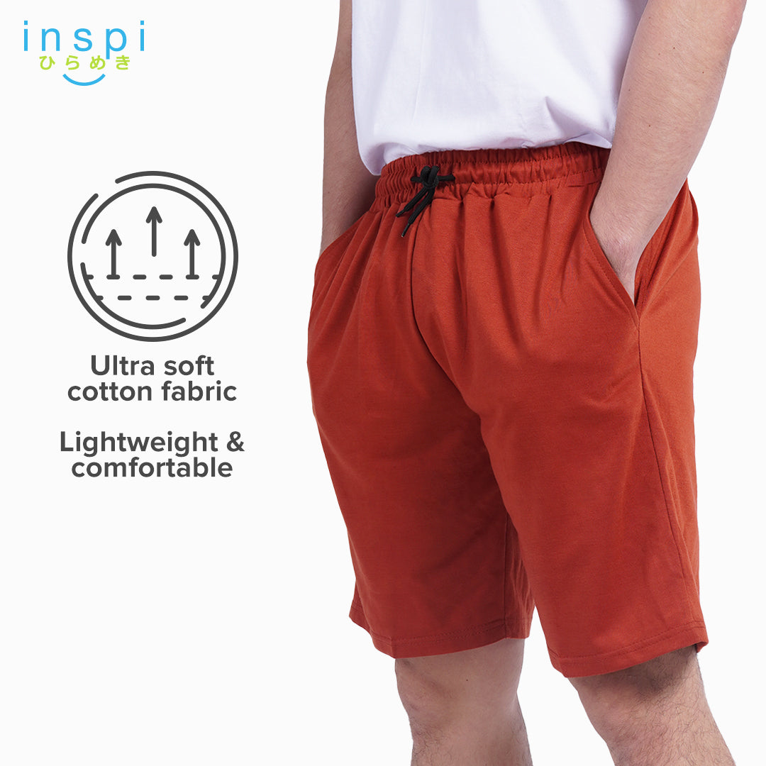 INSPI Walking Shorts for Men Summer in Rust Cotton Korean Short for Women plus size Black Gray Beach Outfit