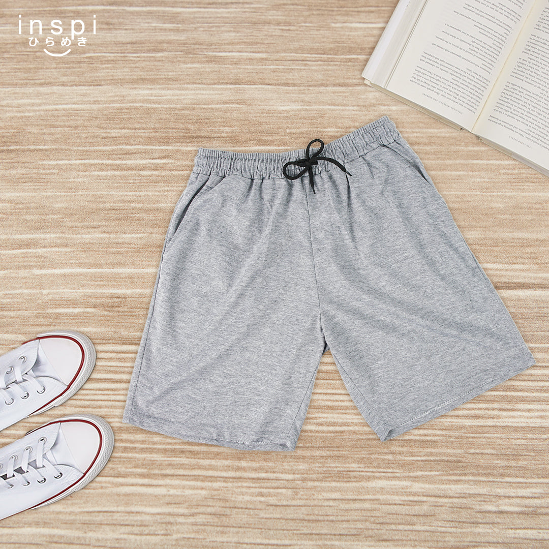 INSPI Walking Shorts for Men Summer in Smoke Gray Cotton Korean Short for Women Plus Size Beach Outfit