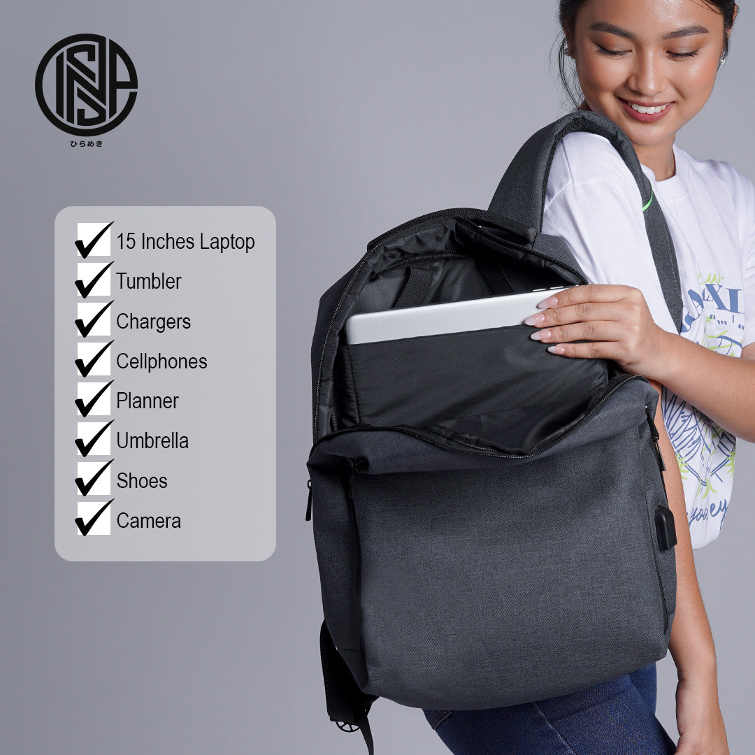 INSPI Laptop Bagpack for Men Anti-theft 15.6 Inch Waterproof Bag w/ USB Port Backpack for Women 1