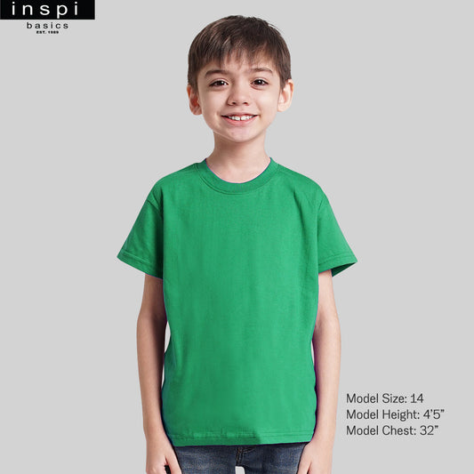 INSPI Basics Premium Cotton Round Neck Shirt Fern Green Tshirt for Boys