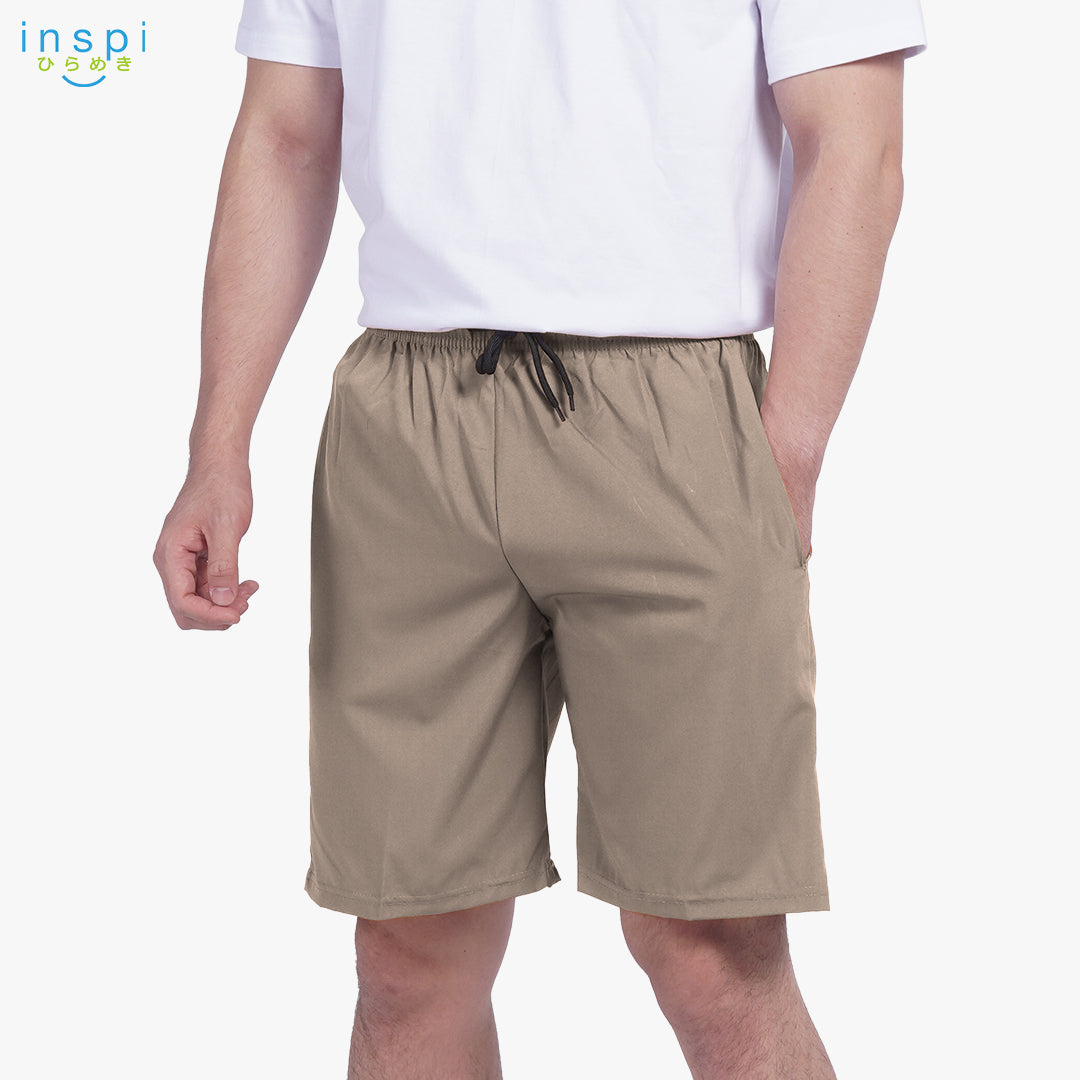 INSPI Training Shorts for Men in Khaki Korean Pambahay Summer Casual Comfy Tiktok Short Taslan Men’s