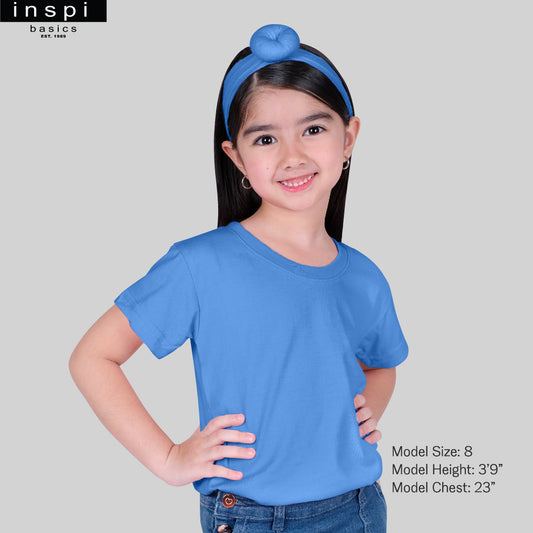 INSPI Basics Premium Cotton Round Neck Shirt Light Blue Tshirt for Girls