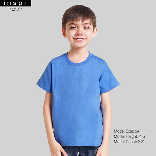 INSPI Basics Premium Cotton Round Neck Shirt Light Blue Tshirt for Boys